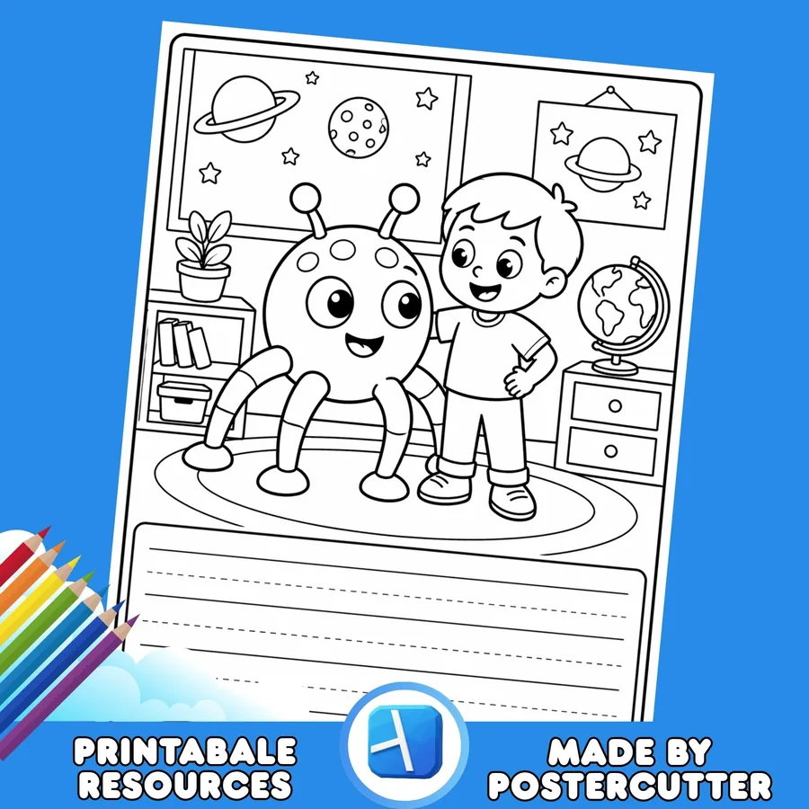 Alien buddy Coloring Page Activity for Classroom, No prep printable teacher resource preview