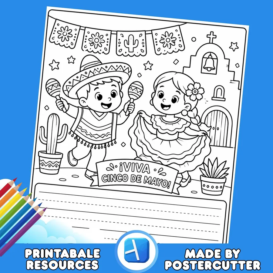 Cinco de Mayo No Prep Writing & Coloring Activity | Printable for Kindergarten, 1st & 2nd Grade