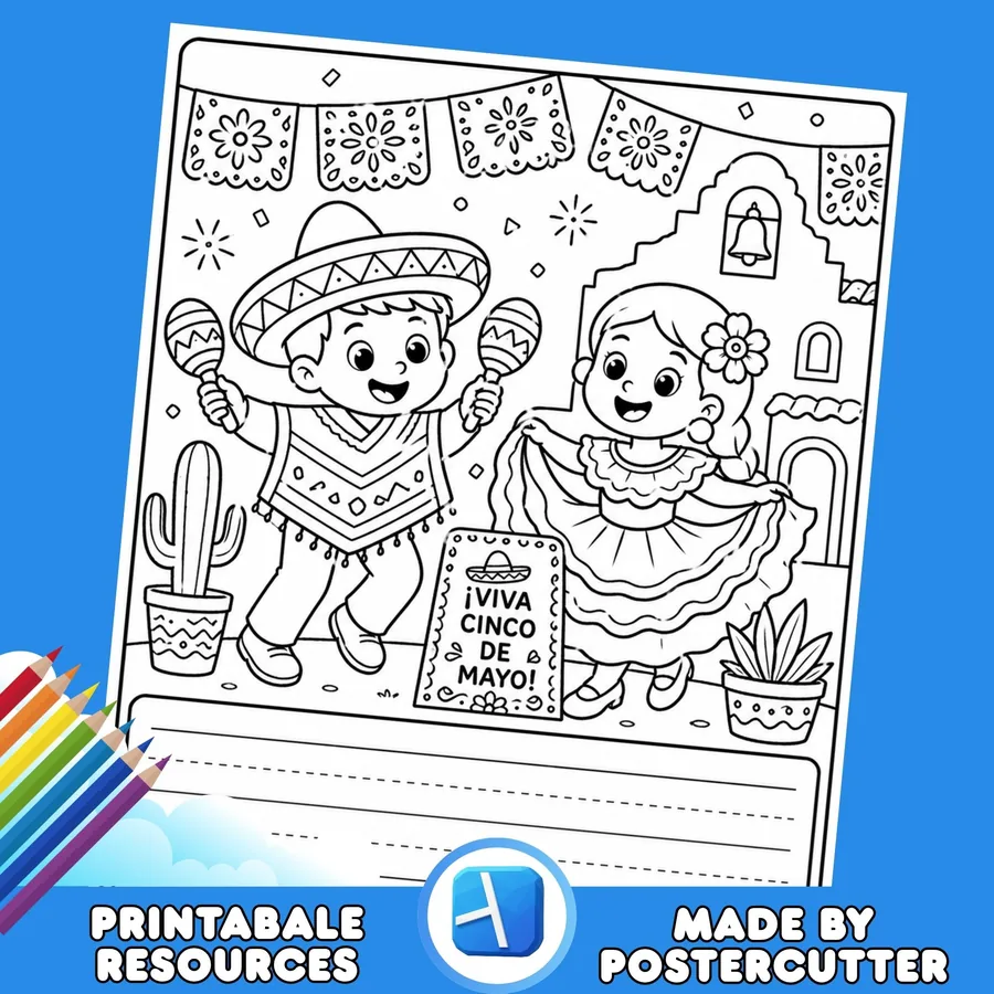 Cinco de Mayo Writing Activity with Coloring Page | Fun Literacy Printable for K–2 Classrooms