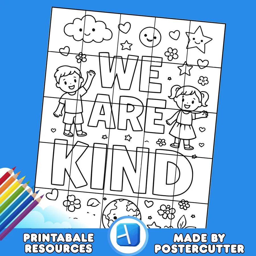 Earth Day "We are Kind" Coloring Page For Classroom Engagement