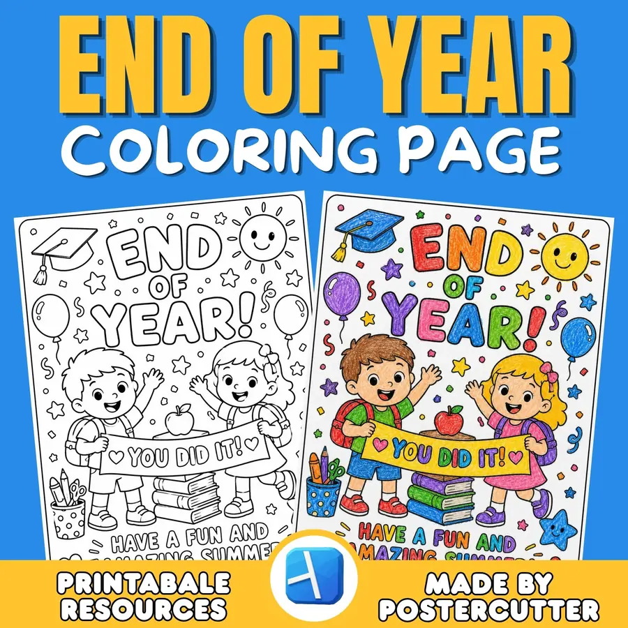 End of Year Coloring Page For Classroom, No prep